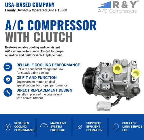 Miniatura 2 de RYC Compresor de aire acondicionado automotriz y embrague de A/C AEG323 (se adapta a Toyota Highlander 3.5L 2008, 2009, 2010)
