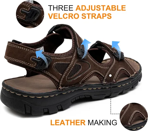 Miniatura 2 de Jousen Sandalias de cuero para hombre, sandalias de playa con punta abierta, para verano, senderismo, deportes al aire libre