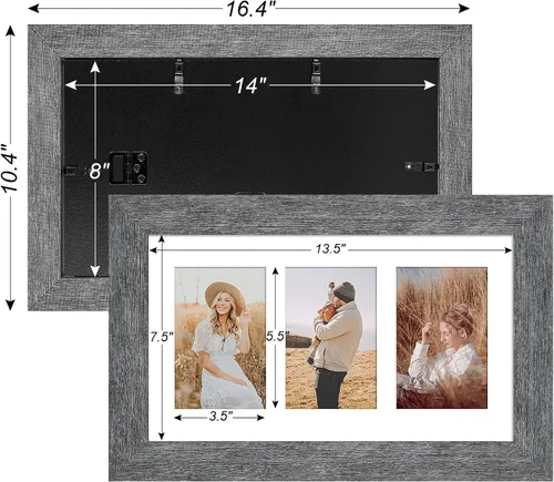 Miniatura 783 de Marcos de Fotos Collage de 13.5X15.5 con 7 Aberturas para Fotos de 4X6, Marco de Fotos Múltiples con Paspartú para Decoración de Pared, Grano