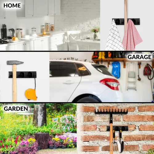 Miniatura 6 de Zulay Home Organizador de fregona y escoba de montaje en pared, fácil de instalar, soporte de pared para guardar suministros de limpieza