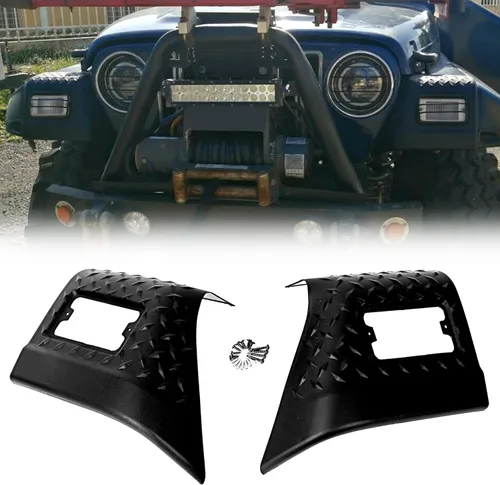 KUAFU Guardabarros para chip de insectos, armadura frontal compatible con Jeep Wrangler TJ 1997-2006 Reemplazo para 11650.20 negro texturizado