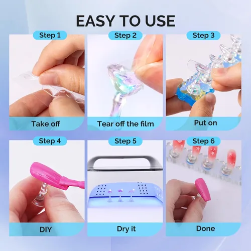 Miniatura 6 de MelodySusie Soporte de uñas para prensa, 2 juegos de base magnética acrílica azul para pintura con masilla adhesiva reutilizable para el hogar