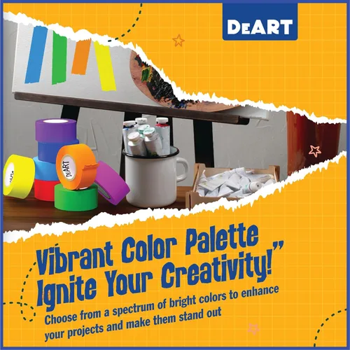 Miniatura 4 de DEART Cinta adhesiva de colores para pintores, 12 o 8 unidades, 1 pulgada o 0.6 pulgadas, suministros de arte para niños, codificación, pizarra