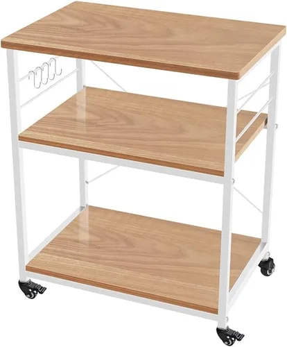 Miniatura 9 de AZ L1 Life Concept Mesa auxiliar de cocina con 3 niveles para horno de microondas, estación de trabajo con ruedas, 23.7 pulgadas