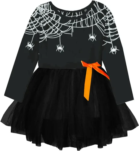 Miniatura 2 de Remimi Vestido tutú de tul con capas de volantes y manga larga para niña de 1 a 6 años