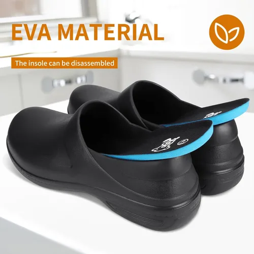 Miniatura 6 de Zapatos unisex antideslizantes para servicio de alimentos, impermeables, resistentes al aceite, zuecos de trabajo de cocina, cómodos zapatos