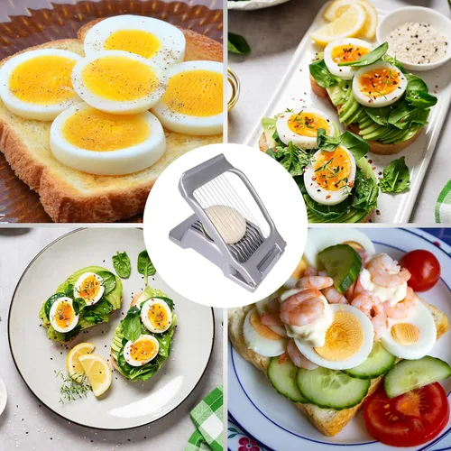 Miniatura 5 de Cortador de huevos para huevos duros, cortador de huevos, fresa, rebanador de tomate de aluminio resistente, alambre de acero inoxidable, multiusos