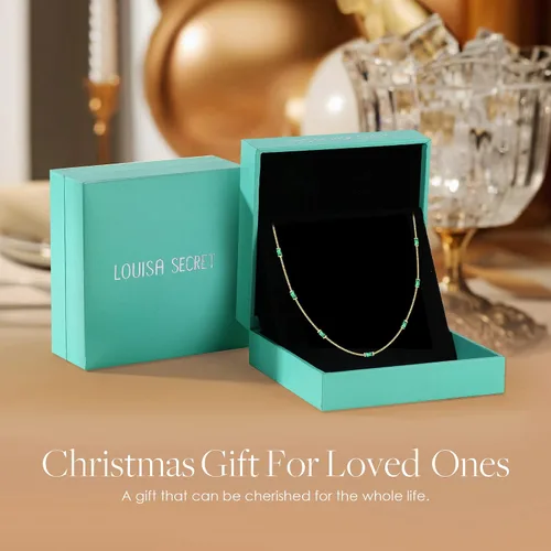 Miniatura 5 de LOUISA SECRET Collar de plata con piedra natal para mujer, chapado en oro de 14 quilates, delicado y simple, plata de ley 925, regalo de joyería