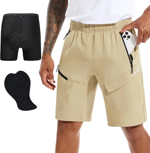 Pantalones cortos de ciclismo de montaña para hombre, acolchados 3D, holgados, de secado rápido, ligeros, para ciclismo