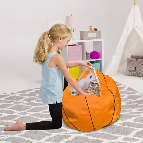 Miniatura 18 de Posh Stuffable - Sillón puff con almacenamiento para niños, contenedor de animales de peluche, organizador de juguetes de niños Lona rayas verde
