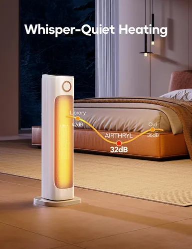 Miniatura 9 de Calentador de espacio de 25 pulgadas, calentadores eléctricos de 1500 W para uso en interiores, temporizador de 15 horas, oscilación de 80°, 6