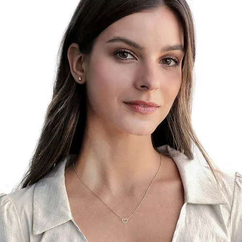 Miniatura 35 de PAVOI Collar de corazón chapado en oro de 14 quilates con circonita cúbica Bonitos collares con colgante de amor delicado para mujer