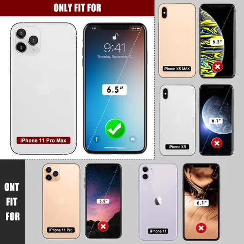 Miniatura 2 de Mitywah Funda impermeable para iPhone 11, resistente y duradera, de metal, protección de pantalla integrada, impermeable, a prueba de golpes, a Negro