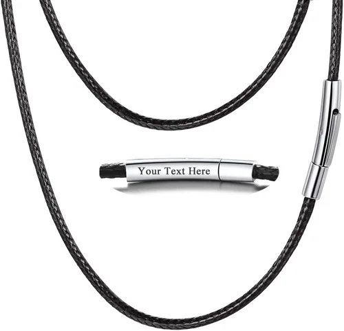 Miniatura 6 de PROSTEEL Collar de cuero impermeable para hombre, 0.079 in/0.118 in, 16 a 30 pulgadas, con cierre de acero inoxidable, cadena de bricolaje