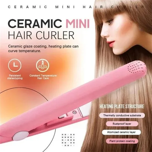 Miniatura 5 de Werdeny - Mini rizador de pelo de cerámica para cabello corto, mini rizador de cerámica 2 en 1 y alisador de pelo, mini rizador de pelo corto de 1/2
