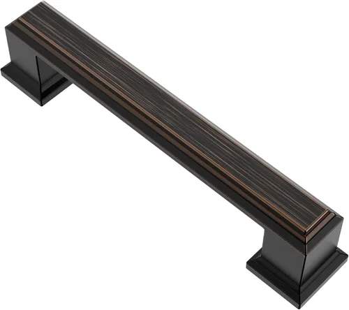 Miniatura 70 de Alzassbg - Paquete de 10 tiradores de gabinete de níquel negro cepillado de 3 pulgadas (76mm) con agujero central, manijas de gabinete de cocina