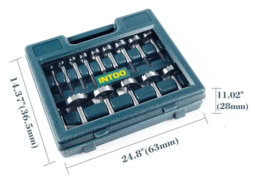 Miniatura 5 de INTOO Juego de brocas Forstner con vástago hexagonal, 16 piezas, mango multicara, juego de brocas para madera