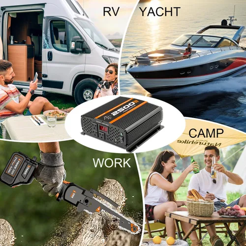Miniatura 7 de inversor de potencia de 2500 vatios para automóvil, de 12 V a 110 V / 120 V, inversor de más de 2000 vatios para vehículos RV, camiones semi