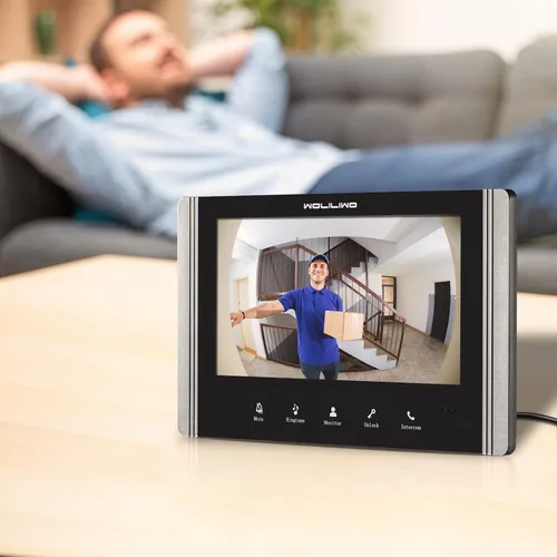 Miniatura 7 de Sistema de intercomunicador con vídeo con cable, timbre de puerta con vídeo de 7 pulgadas con visión nocturna IR, soporte de desbloqueo remoto