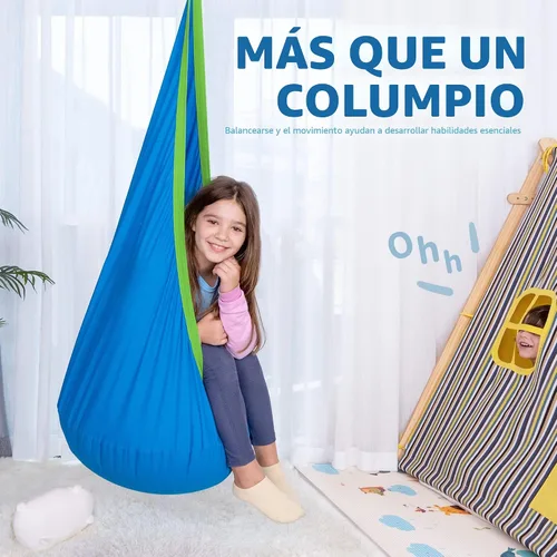 Miniatura 6 de Hamaca tipo cápsula OUTREE 100% de algodón para niños. Para uso interior y exterior, Azul