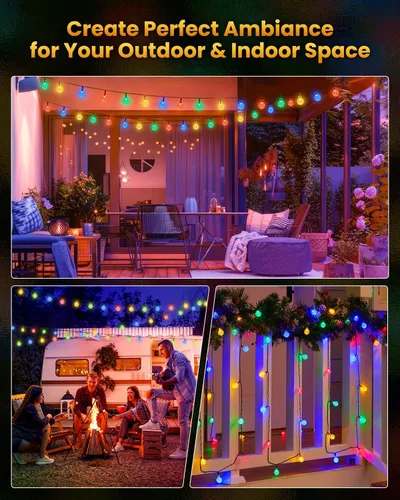 Miniatura 5 de Brightown Luces de Cadena Solares para Exteriores 60 LED 35.6 Pies Luces de Globo de Cristal con 8 Modos de Iluminación, Luces Solares Impermeables