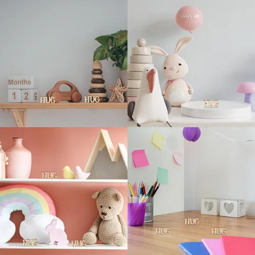 Miniatura 5 de Abrazos de Madera HUGs 200 Piezas Bolsa de Abrazo para Regalar Frasco DIY de Abrazos Mini Letras Divertidas de Madera Sin Terminar Pequeños Regalos