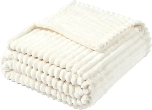Miniatura 36 de Vessia - Manta de forro polar de franela (50x70 pulgadas), manta 3D de jacquard negra, esponjosa y cálida para sofá, sillón, cama, silla, 300GSM