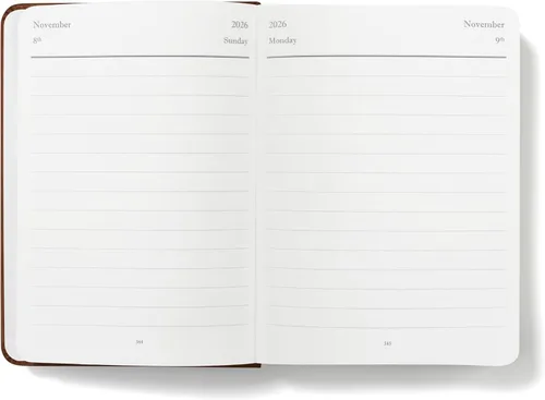 Miniatura 4 de Wykeham's Agenda diaria ejecutiva 2026 – Días festivos y formato – Personalización disponible (marrón, 6 x 4.5 pulgadas)