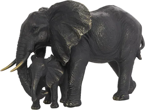 Miniatura 10 de Deco 79 Escultura Decorativa de Elefante de Resina Caminando, Estatua de Decoración para el Hogar con Ciervo Marrón Oscuro, Figura Decorativa de 20