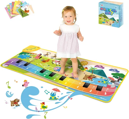 Miniatura 8 de FOKI Alfombrillas de piano, 3 en 1, tapete de juego musical de animales con piano y tambor para juguetes Montessori sensoriales de aprendizaje Agua