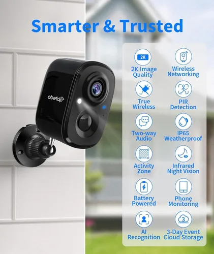 Miniatura 6 de Cámaras de seguridad inalámbricas 2K – Cámaras de seguridad WiFi para exteriores, visión nocturna a color, detección AI/PIR, conversación de 2 vías