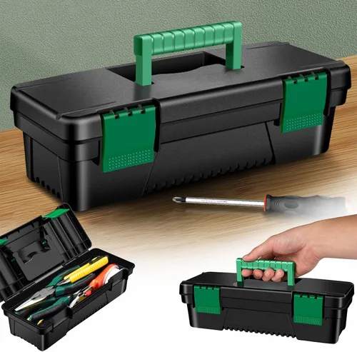 Caja de herramientas pequeña Cajas de herramientas de plástico de 10 pulgadas con asa Bandeja extraíble con doble cerradura Caja de herramientas