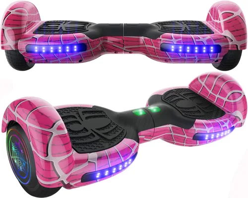 Miniatura 12 de Aeropatineta con patrón de araña para niños de 6 a 12 años, con altavoz Bluetooth y luces LED, aeropatineta de 6.5 pulgadas, certificado de Azul