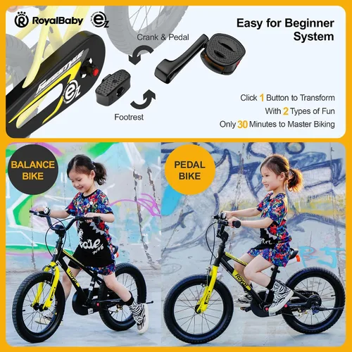 Miniatura 4 de RoyalBaby EZ Kids Bike 12 14 16 18 20 Inch Balance Pedal 2-in-1 Training Bicycle Boys Girls Ages 3 to 12 Years Easy Learn for Beginners
