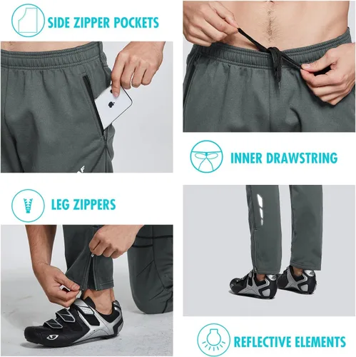 Miniatura 29 de baleaf Pantalones de forro polar para hombre, pantalones de ciclismo de invierno, ropa de bicicleta de montaña, equipo térmico para correr en clima
