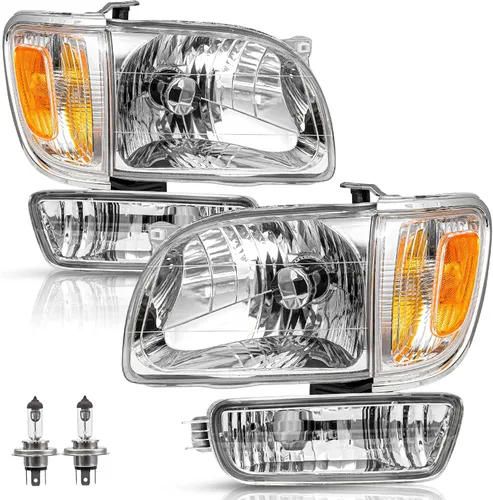 TUSDAR Conjunto de faros delanteros para Toyota Tacoma 2001 2002 2003 2004 con luz de parachoques para el lado del conductor y del pasajero (carcasa