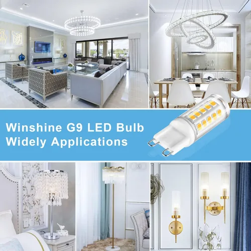 Miniatura 2 de Winshine - Bombilla LED G9 doble clavija, bombillas T4 G9 de luz diurna de 6000 K para candelabros, 4 W (equivalente halógeno de 40 W), ángulo