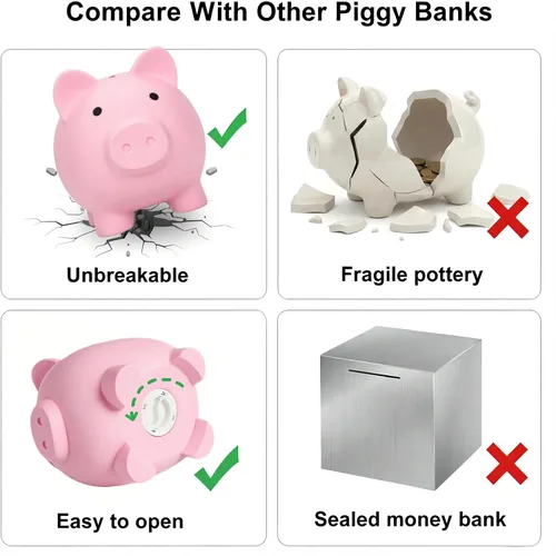 Miniatura 4 de Alcancía para Sbrvaniy Piggy Coin Banks para niños y niñas, mi primer banco de dinero de plástico irrompible tamaño S/M/L decoración ahorro Navidad