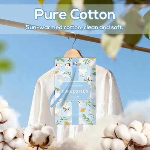 Miniatura 2 de SCENTORINI Sobres perfumados para cajones y armarios, aroma de algodón puro, paquete de 14 bolsitas de larga duración, ambientador de armario