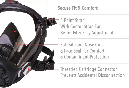 Miniatura 4 de Honeywell North RU6500 Series Niosh - Respirador de silicona con pieza frontal completa, mediano (RU65001M)