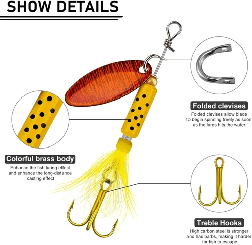 Miniatura 4 de THKFISH Spinnerbait Spinners Spinnerbait señuelos de trucha Señuelos de pesca para lubina trucha Crappie