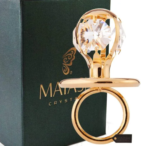 Miniatura 2 de Matashi Adorno de chupete de bebé chapado en oro de 24 quilates con cristales para la primera Navidad del bebé y colgante colgante – Gran regalo
