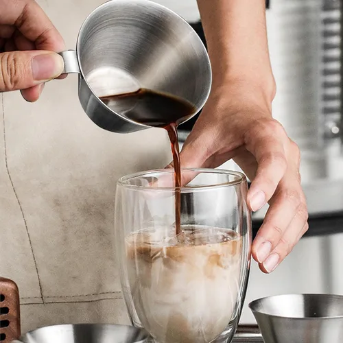 Miniatura 4 de Paquete de 4 tazas de café expreso con asa, tazas medidoras de café expreso, aptas para lavavajillas, taza de vertido de acero inoxidable para salsa