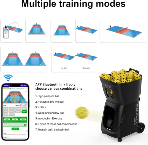 Miniatura 2 de Máquina de pickleball PP SMART PRO, lanzador automático profesional de bolas con aplicación y control remoto, capacidad de más de 80 bolas
