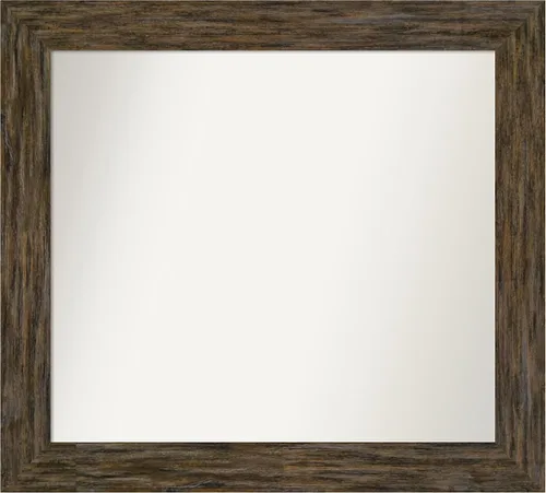 Miniatura 123 de Amanti Art Espejo personalizado, espejo de baño marrón Fencepost, espejo de pared o espejo de tocador de baño sobre el fregadero (27 x 27 pulgadas)