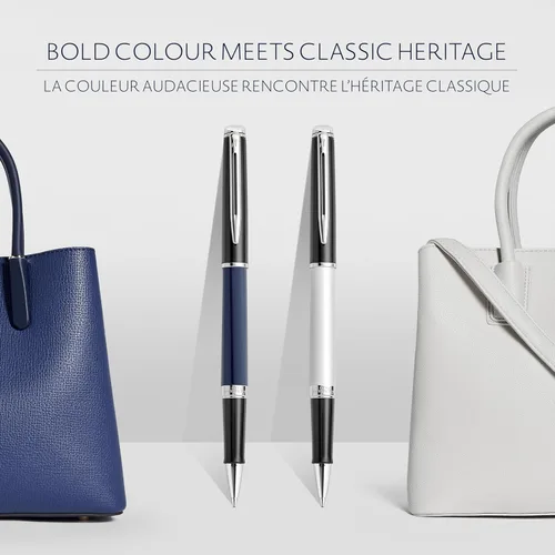 Miniatura 2 de Waterman Hémisphère - Bolígrafo, laca negra y blanca con borde recubierto de paladio, punta fina, tinta negra, caja de regalo - Elegantes elementos