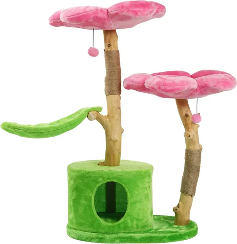 KBSPETS Árbol floral de madera para gatos, torre de gato de madera, casa moderna para gatos, muebles de gato, regalo para gatos, condominio de lujo