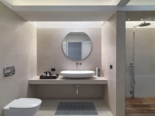Miniatura 4 de Alfombrilla de tocador de baño de 24 x 18 pulgadas, microfibra sin deslizamiento, diseño gris 1S