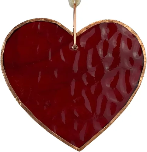 Miniatura 7 de 25 aniversario de boda: hermoso corazón de vitrales - Adorno de recuerdo sentimental 25 y significativo para la pareja casada - Hecho a mano