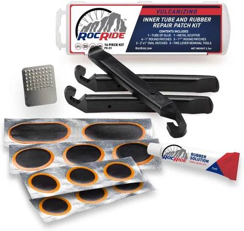 Miniatura 2 de RocRide Kit de 16 piezas de parche para reparación de cámara de bicicletas. También para botes inflables, ATV, BMX y motocicletas.